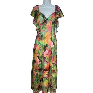NWT Anthropologie  G.P.D.  Women’s Tropical Floral Maxi Tiered Dress Size Small